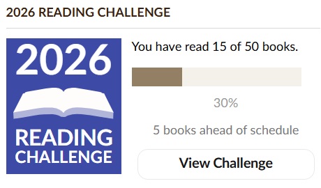Graphic showing a reading challenge progress for 2026, indicating 15 out of 50 books read, with a progress bar at 30% and noting that the user is 5 books ahead of schedule.